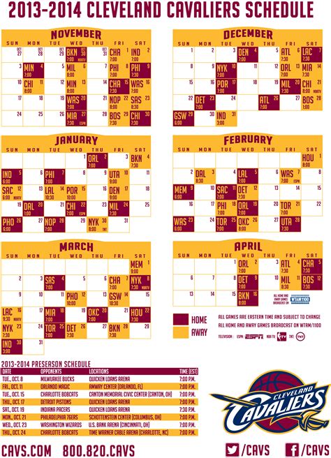 2013-2014 Cleveland Cavaliers Schedule - WEOL Radio 930 AM WEOL Radio ...