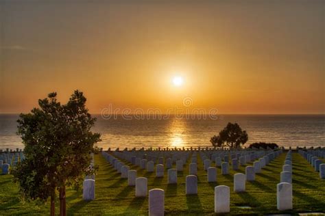 Sunset at a National Cemetery Stock Image - Image of banner, cemetery ...