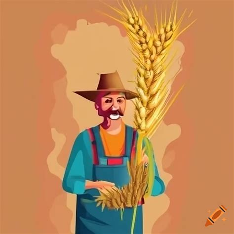 Portrait of a farmer with a mouthful of wheat on Craiyon