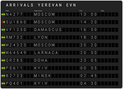 Yerevan Zvartnots Airport [EVN] Arrivals & Flight Schedules