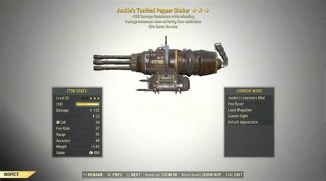 3* Junkie's PEPPER SHAKER 25% Faster Fire Rate [+250 DR] Fallout 76 (PC Only) - FO76Vault.com