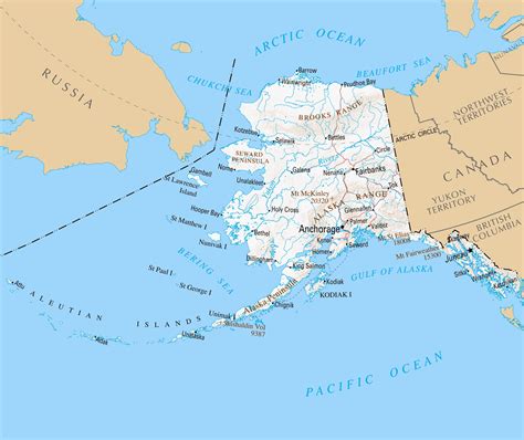 Large detailed map of Alaska state with relief and cities-20 Inch By 30 ...