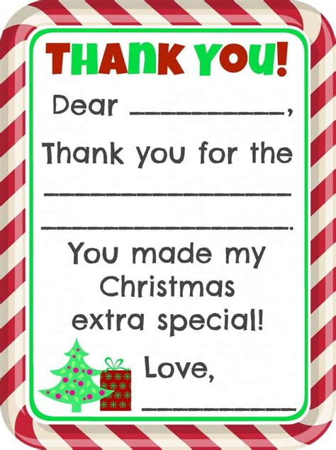 Fill-in-the-Blank Christmas Thank You Cards Free Printable