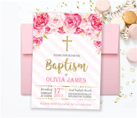 Free Printable Girl Baptism Invitations Templates