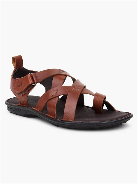 Brown Leather Multi Strap Single Toed Sandals for Men - Mardi Gras