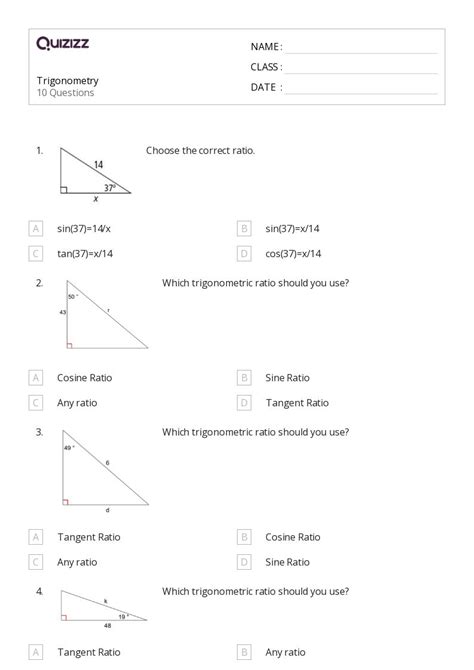 50+ Trigonometry worksheets on Quizizz | Free & Printable