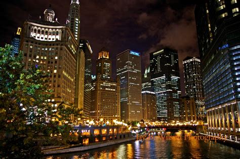 Chicago River at Night - Print on Lustre paper | Chicago river, Chicago ...