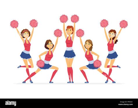 Cheerleading team - modern cartoon people characters illustration Stock ...