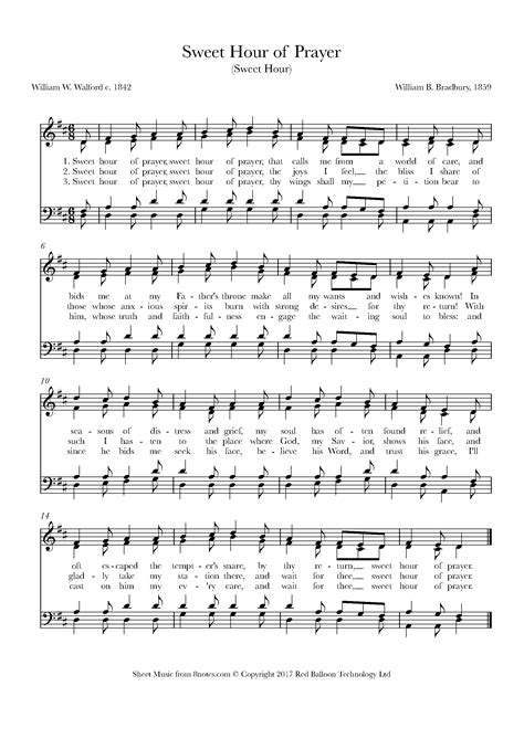 Bradbury - Sweet Hour of Prayer Sheet music for Piano - 8notes.com