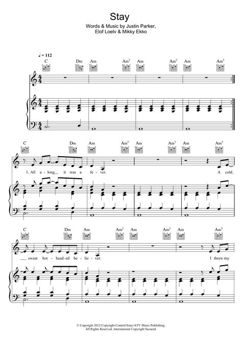 Stay | Sheet Music Direct