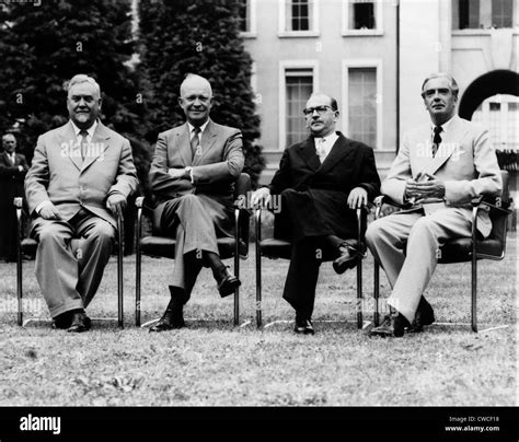 The Big Four attend at the Geneva summit. L-R: Soviet Premier Nikolai ...