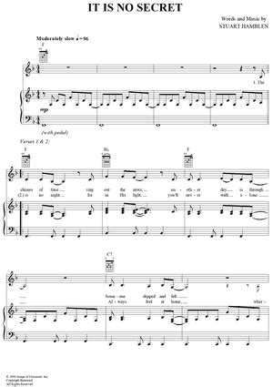 It Is No Secret" Sheet Music by Anne Murray for Piano/Vocal/Chords - Sheet Music Now