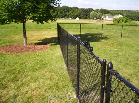 An all black chain link fence looks great in every season. It blends ...