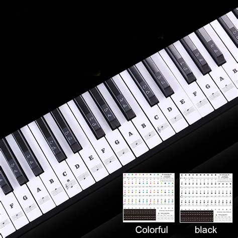 54/61 Keys Sticker Label Removable Piano Keyboard Music Decal PVC Note Stave Biginners-in Piano ...