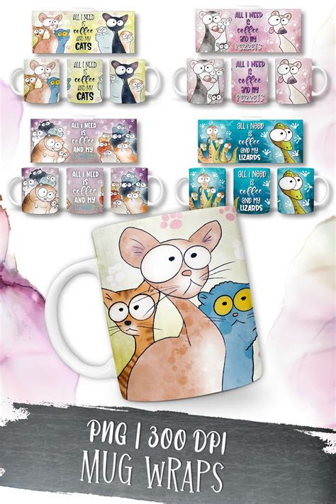 Funny Pets Mug Wraps | Cute Animal Sublimation Mug Designs