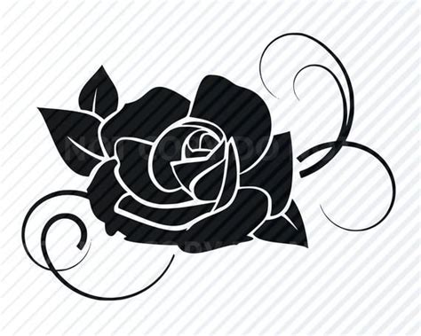 Black Rose Flower Svg Files For Cricut Flower Vector in Dxf Black And ...