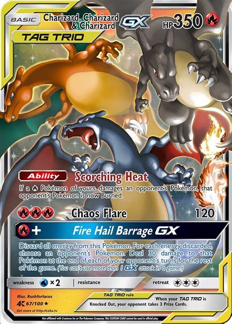 Charizard Charizard & Charizard GX Tag Team Custom Pokemon Card | Fake ...