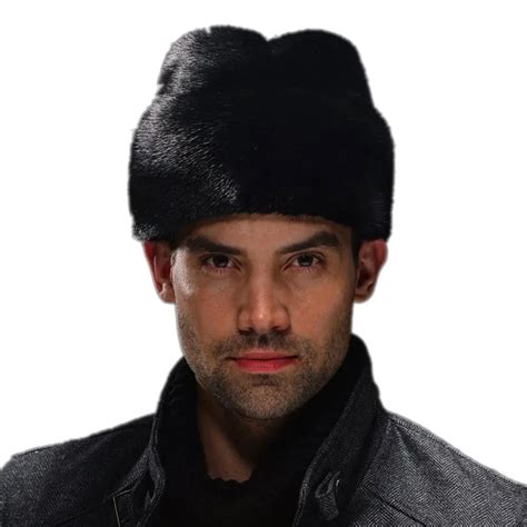 Men's Mink Full Fur Russian Cossack Hat-in Skullies & Beanies from Apparel Accessories on ...