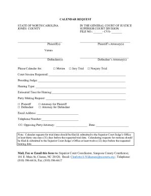 Fillable Online Jones County Civil District Court Calendar Request Fax Email Print - pdfFiller