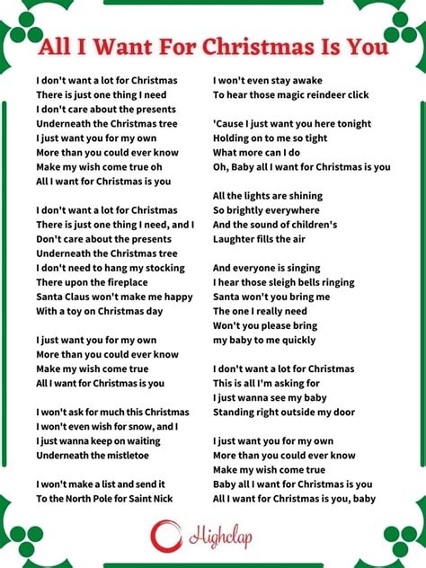 all i want for christmas is you full lyrics Want christmas slideshare upcoming | testchristmashub