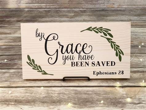 By Grace You Have Been Saved Painted Wood Sign, Bible Verse Sign, Ephesians 2:8, Baptism Gift ...