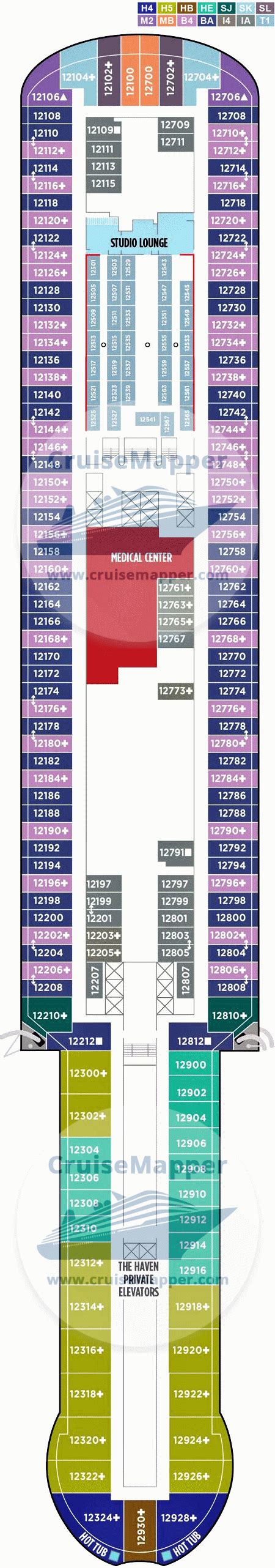Norwegian Prima deck 12 plan | CruiseMapper
