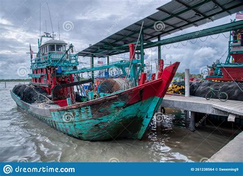 Scene of Fishing Boats Harbor at the Dock before Sailing Out To Sea Stock Photo - Image of ...