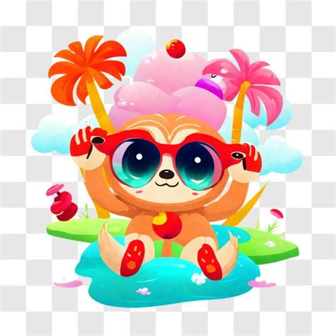 Download Fun and Playful Cartoon Sloth with Sunglasses PNG Online ...