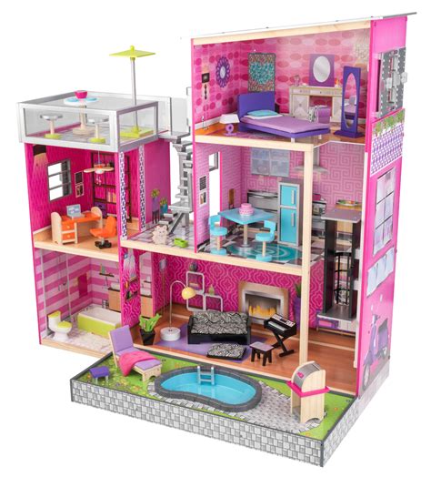 KidKraft Uptown Wooden Dollhouse With 35 Pieces of Furniture - Walmart.com