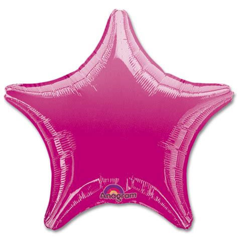 Metallic Hot Pink Solid Color Star Foil Party Balloon 19 Inch Inflated - Balloon Shop NYC