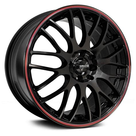 MAXXIM® MAZE Wheels - Black with Red Stripe Rims