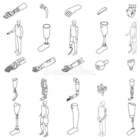 Artificial Limbs Icons Set Vector Outline Stock Illustration ...