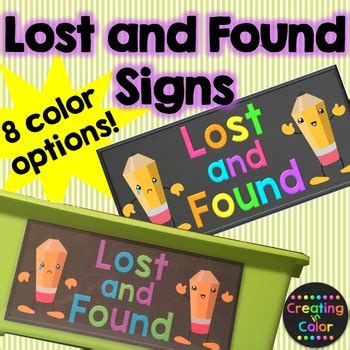 Lost and Found Signs by Creating In Color | Teachers Pay Teachers