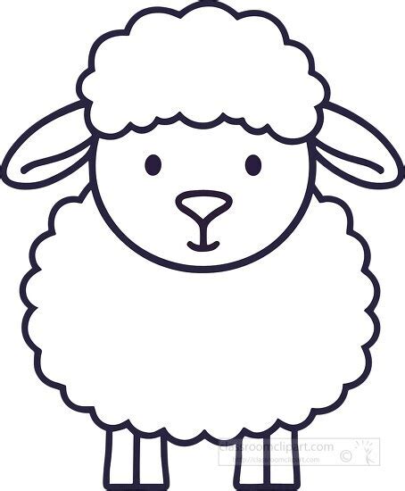 Sheep Clipart-illustration of a white sheep with black outline coloring ...