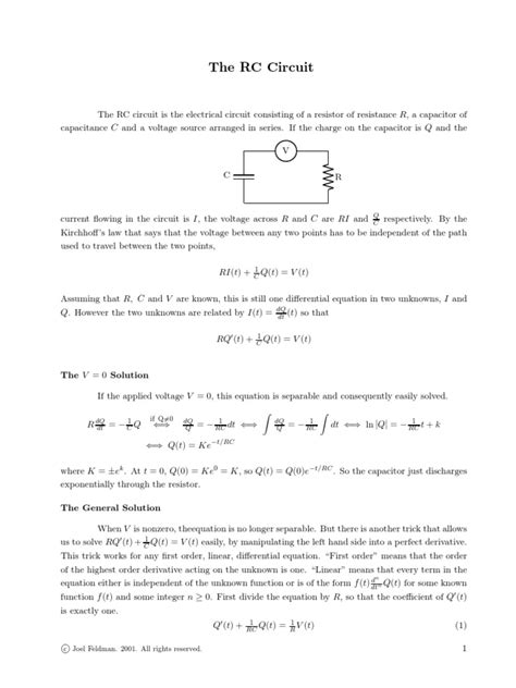 The RC Circuit | PDF | Electrical Network | Force