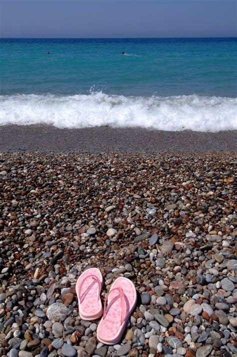 Flip-flops at the beach stock photo. Image of blue, leisure - 11241312