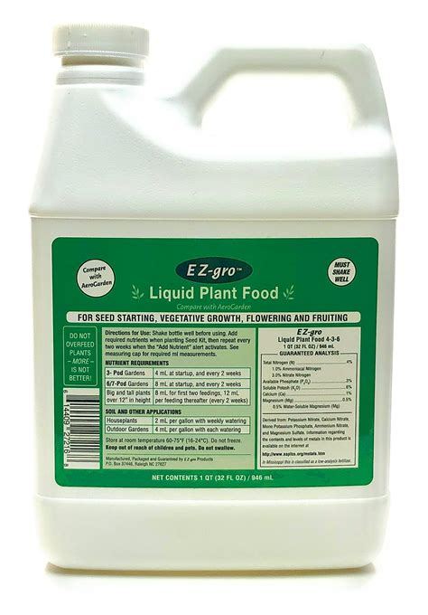 Buy EZ-gro Liquid Food for Aerogardens (1 QT) | Hydroponic Liquid ...