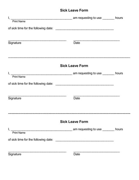 Sick Leave Form - Fill Out, Sign Online and Download PDF | Templateroller