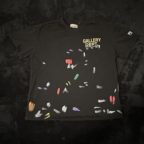 men’s gallery dept paint splatter black t shirt!... - Depop