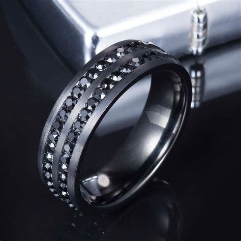 Drop Shipping Ring Men's Tungsten Wedding Bands Black Plated CZ ...