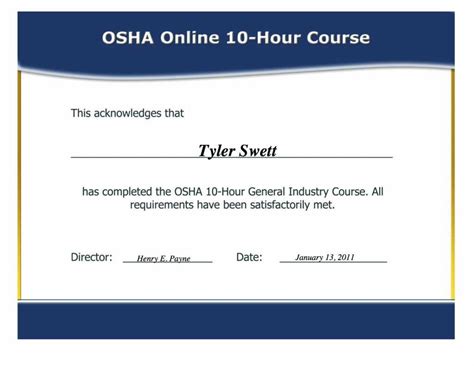 Osha 10 Certificate Template – Hizir.kaptanband.co regarding Osha 10 Card Template ...