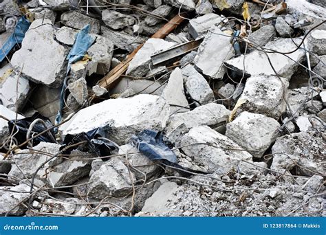 Pile of Broken Concrete Debris Stock Photo - Image of industry, built ...