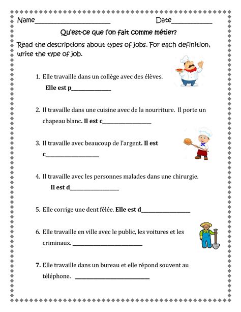 Les Professions (French Jobs) 11 Worksheets for Distance Learning | Made By Teachers