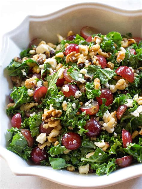 Grape and Feta Kale Salad - The Girl Who Ate Everything