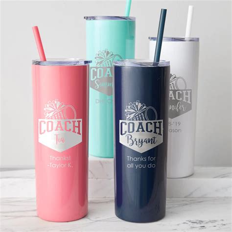 Personalized Cheerleading Coach Skinny Tumbler With Straw | Coach gifts, Cheerleading coach ...