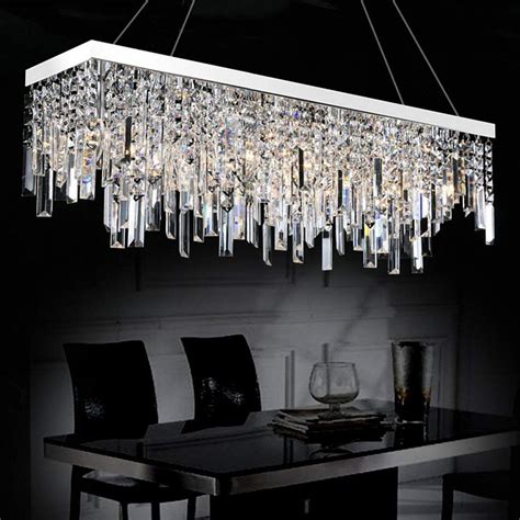 Rectangular Crystal Chandelier With Linear Design - Dining Room | Crystal chandelier dining room ...