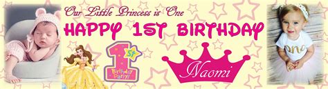 1st Birthday Party Banner 22 Disney Princess Birthday Party Banners | Personalised Party Banners ...