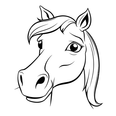 Horse Head Face Coloring Page Outline Sketch Drawing Vector, Horse ...