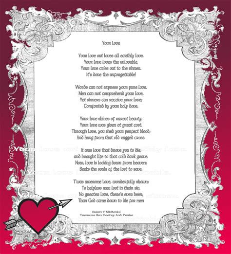 Christian Images In My Treasure Box: Your Love - Poem Poster