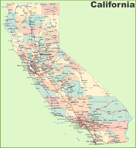 California road map - Ontheworldmap.com